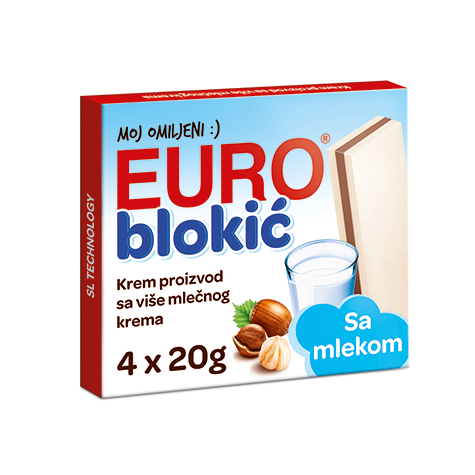 TAKOVO Euro Blokic Milk Hazelnut & Cocoa Bar 25/80g