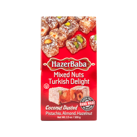 HAZERBABA Turkish Delight Mixed Nut & Coconut 4/6x100g
