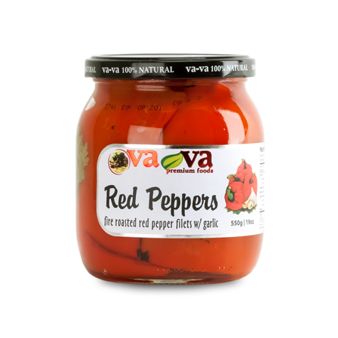 va-va FIre Roasted Red Peppers w/Garlic 6/550g