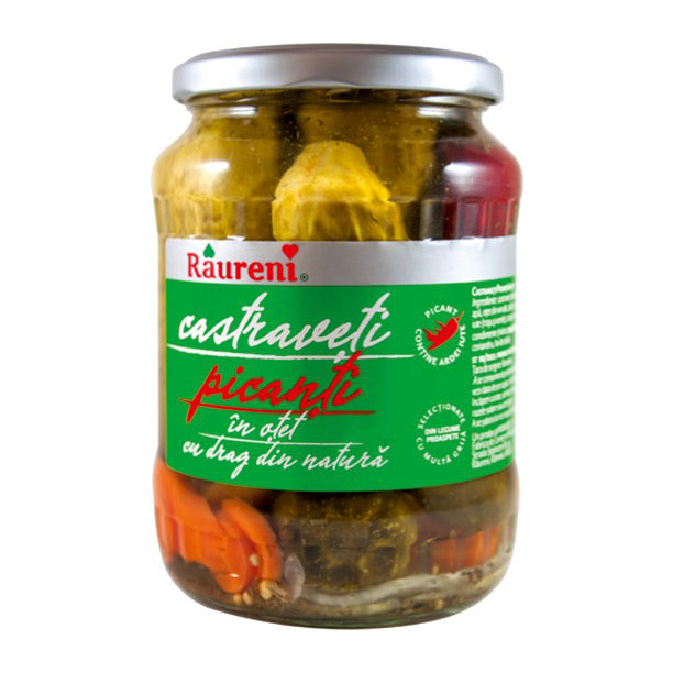 RAURENI Castraveti Picanti in Otet [Spicy Cucumbers in Vinegar] 12/680g