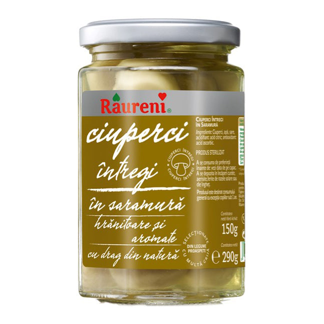 RAURENI Ciuperci Intregi [Whole Mushrooms in Brine] 12/290g