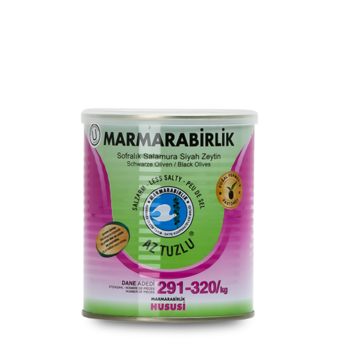 MARMARABIRLIK Black Olives Low Salt Can 6/400g