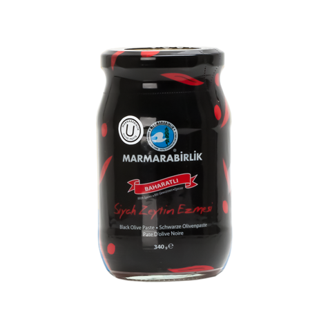 MARMARABIRLIK Black Olive Paste Baharatli Spicy 12/340g