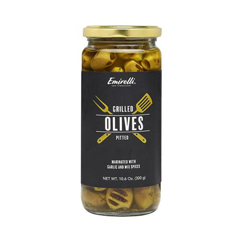 EMIRELLI Olives Grilled, Marinated with Garlic and Mix Spices 12/10.6oz